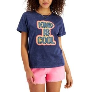 𝅺JR643 Rebellious One Blue Juniors' Kind Is Cool Graphic-Print T-Shirt Size S